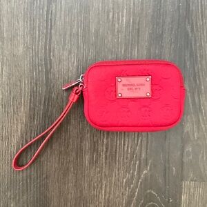 Michael Kors Red Embossed Wristlet Pouch